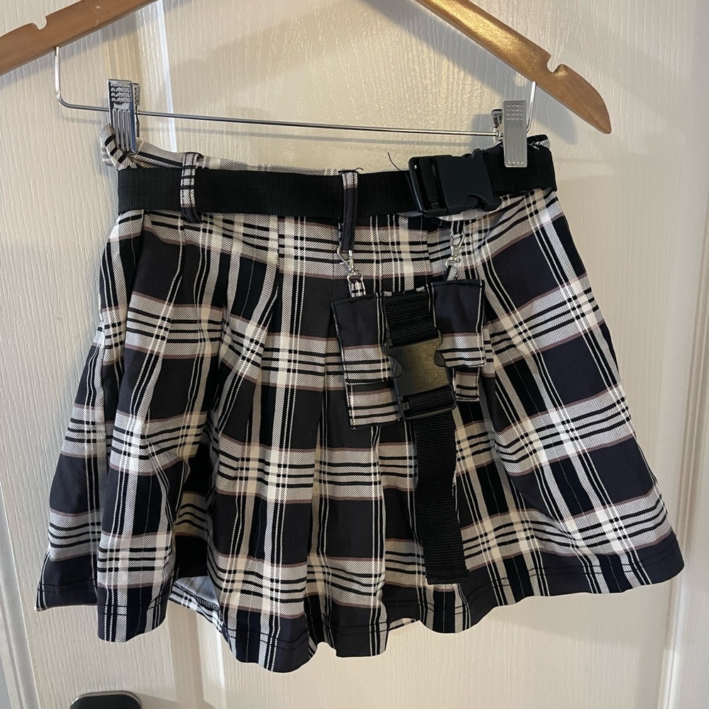 Like an Angel Black and White Plaid Mini Skirt
